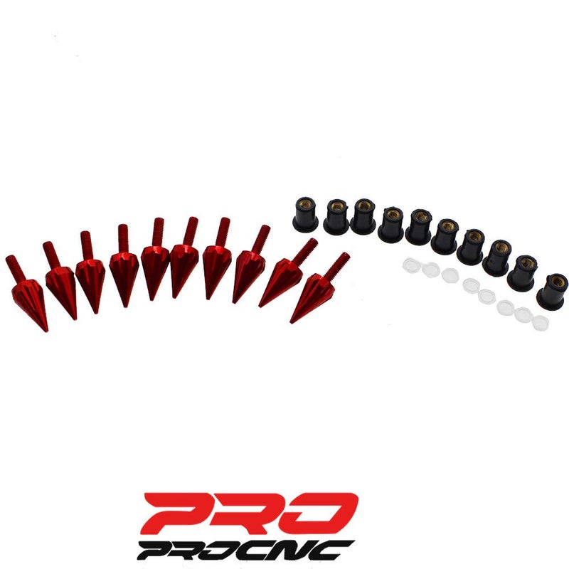 PROCNC Motorcycle Spike Windshield Bolts Screw Nuts Fit for Honda CBR 600rr 1000rr for Suzuki GSXR 600 750 1000 for Yamaha R1 R6 R6s for Kawasaki ZX6R ZX9R ZX10R ZX12 (Red) - Image 4